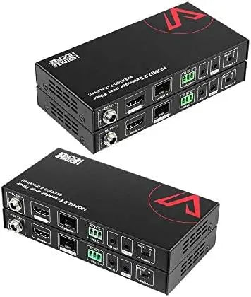 AV Access 4KEX300-F High-End 4K Fiber HDMI Extender, up to 300M/1000ft over Fiber Optic Cable, HDMI 2.0 Transmitter & Receiver Kit, 2-Way IR & RS232 AV Access