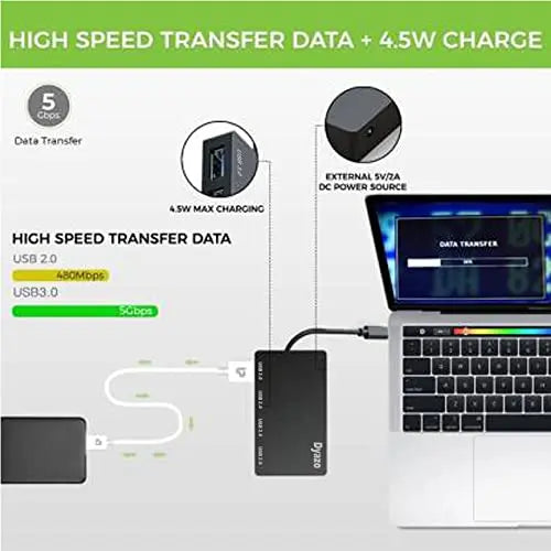 Dyazo 4-Port 2.0 & 3.0 USB Type C Data Hub/Type C to 4 USB-A Ports(Open Box) Dyazo