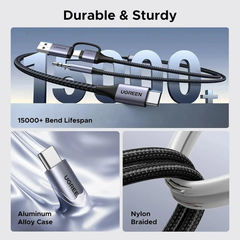 UGREEN USB C to 3.5mm Audio Cable Charger 2 in 1 Hi-Res Type-C AUX Headphone Adapter Car Stereo Music Cable (45009) Ugreen India