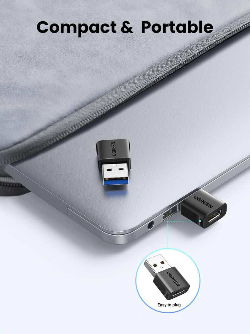 UGREEN 45275 10Gbps USB-A male to USB-C female adapter, black, compact and portable