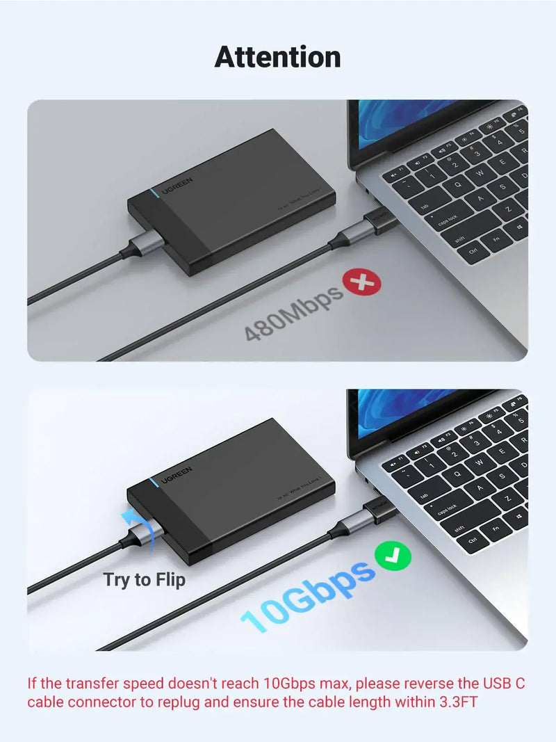 UGREEN 45275 10Gbps USB-A male to USB-C female adapter, black, attention, not for video output