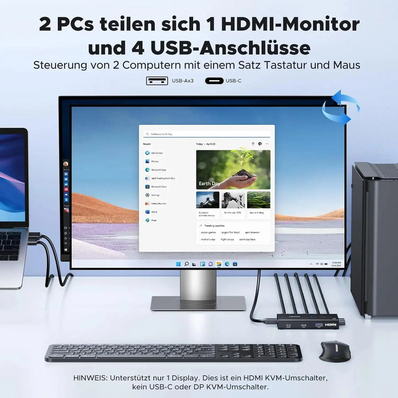 UGREEN HDMI KVM Switch 4K 60Hz USB A C 3.0 2 Input 1 Output PS5 PS4 Xbox Laptop Keyboard Mouse Desktop Controller (45452) Ugreen