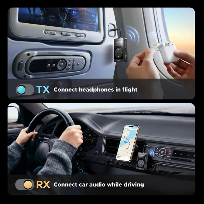 UGREEN Bluetooth 5.3 Transmitter Receiver aptX Low Latency 2-in-1 Wireless Audio Adapter TV Car Stereo Headphones (45492)