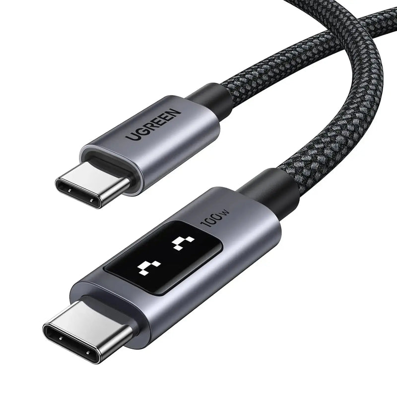 UGREEN USB C to USB C Cable 0.5M 1.6ft 100W Fast Charging Type-C LED Display iPhone 16 Pro Max 15 MacBook iPad Galaxy (45612) Ugreen