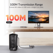 AV Access 4KEX100D-DM Dual 4K HDMI KVM Extender – 100m over Cat, USB-C Input, USB 3.2 Hub, One-Way PoC