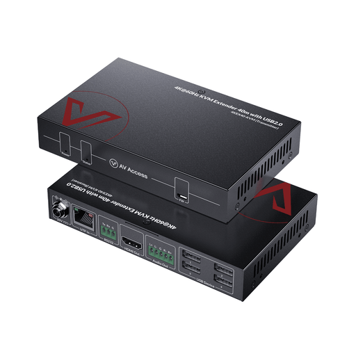 AV Access 4KEX40-KVM Zero-Latency 4K HDMI KVM Extender – 40m over Cat 6, HDMI 2.0, USB 2.0, Bi-directional PoC & RS-232