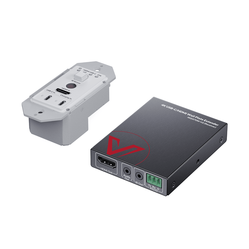 AV Access 4KEX70W-H2 4K USB-C & HDMI Wall Plate Extender – 70m over Cat 6, 100W PD, HDCP 2.3, IR & RS-232