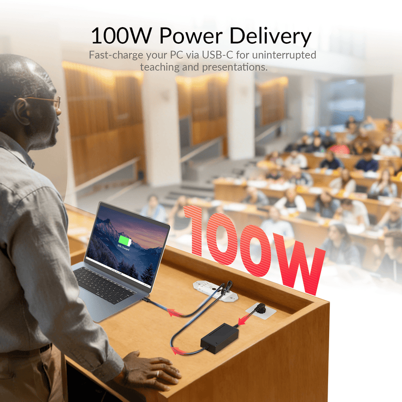 AV Access 4KEX70W-H2 4K USB-C & HDMI Wall Plate Extender – 70m over Cat 6, 100W PD, HDCP 2.3, IR & RS-232