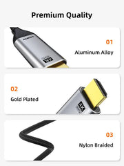 CABLETIME USB C To HDMI Cable 4K 60Hz, with length options 1m, 1.8m, 3m and 5m