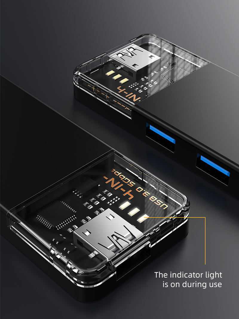 CABLETIME 4-Port USB-A 3.0 Hub SuperSpeed 5Gbps with USB-C Power Supply | CT-HUBT1-PB / CT-HUBT2-PB