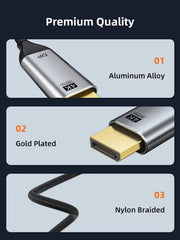 CABLETIME USB-C to DisplayPort braided cable detail