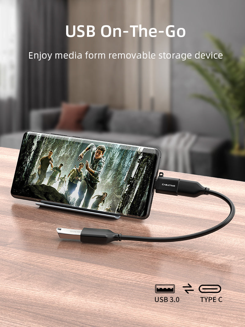 CABLETIME USB Type C Male to USB 3.0 Female OTG Adapter