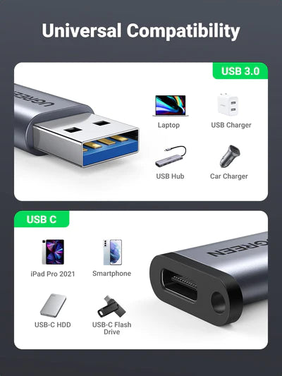 UGREEN 50533 USB C to USB 3.0 Adapter Type C 3.1 Female to USB A Male Converter