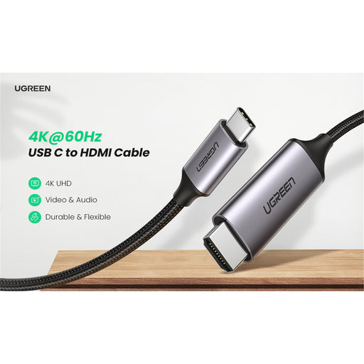 UGREEN 50570 USB-C to HDMI Male to Male Cable Aluminum Shell, 1.5m (Gray Black)