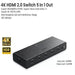 UGREEN 5-in-1 HDMI 2.0 Switch, 5 Input 1 Output HDMI Splitter with Remote, Supports 4K@60Hz, HDR, 3D, HDCP 2.2, Compatible with TV, Monitor, Projector, PS5, Xbox, Blu-ray, Fire Stick, Laptop – Black (50710) Ugreen