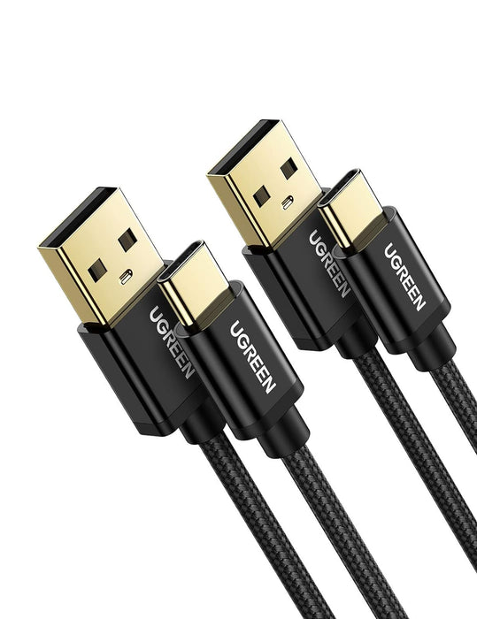 UGREEN 50878P USB-A Male To USB-C Male Braided Cable 3M (Black/2 Pcs)