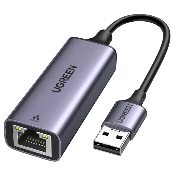 UGREEN USB Ethernet Adapter Aluminum USB 3.0 Gigabit RJ45 LAN 1000Mbps Nintendo Switch MacBook iMac XPS Surface Grey (50922)