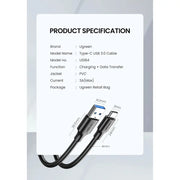 UGREEN USB 3.0 A to Type C Cable 2M Male to Male Nickel Plating Fast Charging Data Transfer Smartphone Adapter (20884) Ugreen