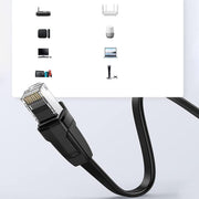 UGREEN 50172 0.5m flat Cat 6 U/UTP ethernet cable plugged into a router