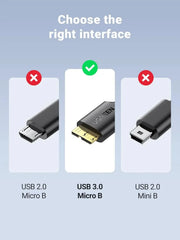 UGREEN USB 3.0 Micro B Cable 0.5M 5Gbps Gold Plated External Hard Drive Galaxy S5 Note 3 Camera (10840) Ugreen