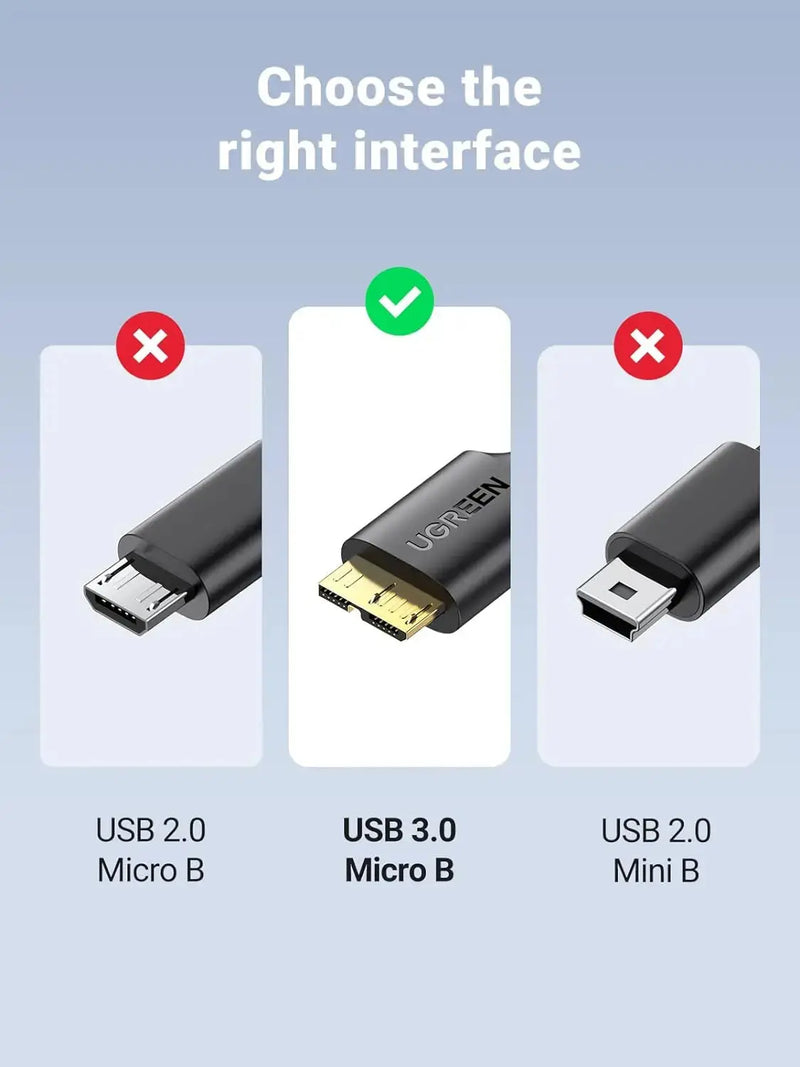 UGREEN USB 3.0 Micro B Cable 0.5M 5Gbps Gold Plated External Hard Drive Galaxy S5 Note 3 Camera (10840) Ugreen