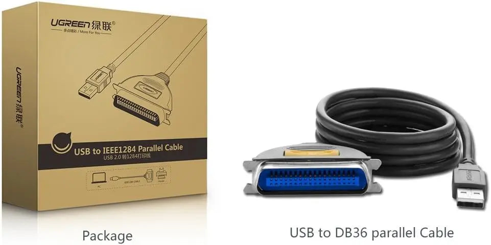 UGREEN 2M USB 2.0 to IEEE1284 CN36 Male Parallel Printer Adapter Cable USB to Parallel Converter Inkjet Laser Printer Gray 20225