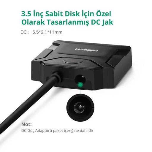 UGREEN USB 3.0 SATA Adapter Cable 5Gbps External Hard Drive Converter 2.5" 3.5" HDD SSD 12V Power Supply (20611) Ugreen