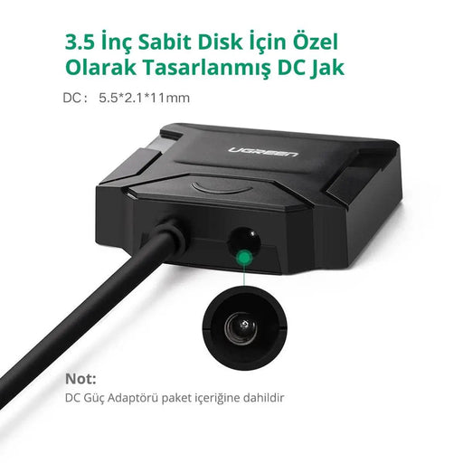 UGREEN USB 3.0 SATA Adapter Cable 5Gbps External Hard Drive Converter 2.5" 3.5" HDD SSD 12V Power Supply (20611) Ugreen