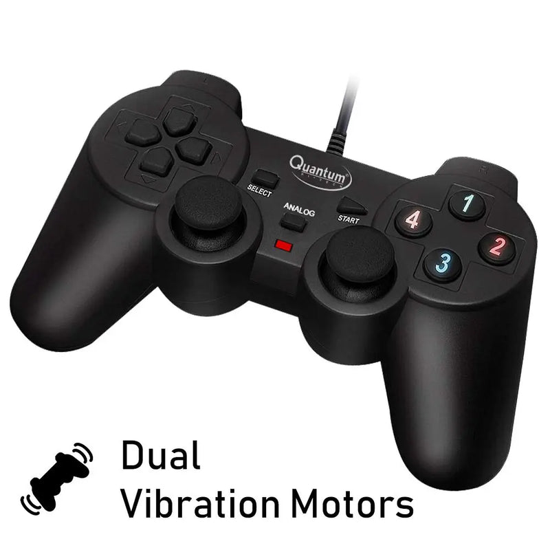Quantum QHM7468 USB Gamepad With Dual Vibration (Open Box/Renewed) Quantum Hi-Tech