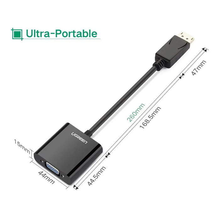 UGREEN DisplayPort to VGA Adapter DP Male to VGA Female Converter 1080P 60Hz Durable ABS Case Monitor Projector HDTV (20415)