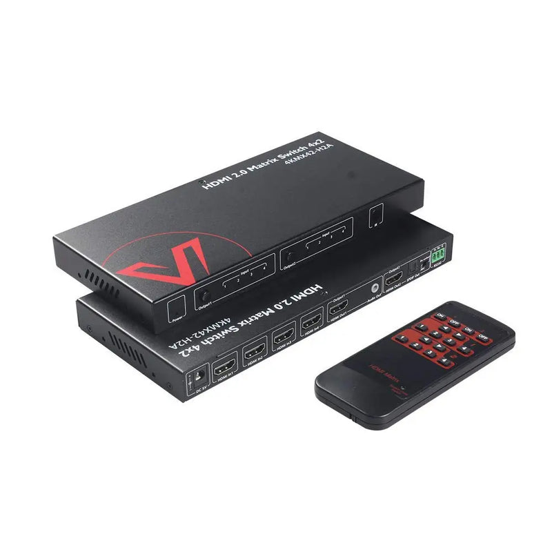 AV Access 4KMX42-H2A 4×2 4K HDMI Matrix Switch with ARC & SPDIF Audio Extraction, HDMI 2.0 Switcher w/ Auto Downscaler for Home Theater AV Access