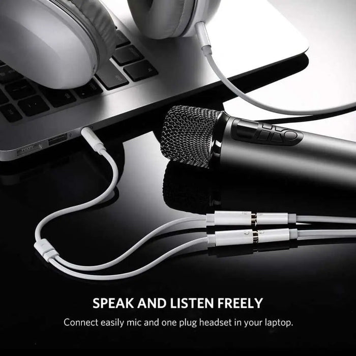 UGREEN 20cm 3.5mm TRRS 4-Pole Male to 2 Female Headphone Mic Splitter Cable ABS Case Audio Jack Adapter Headset 10789