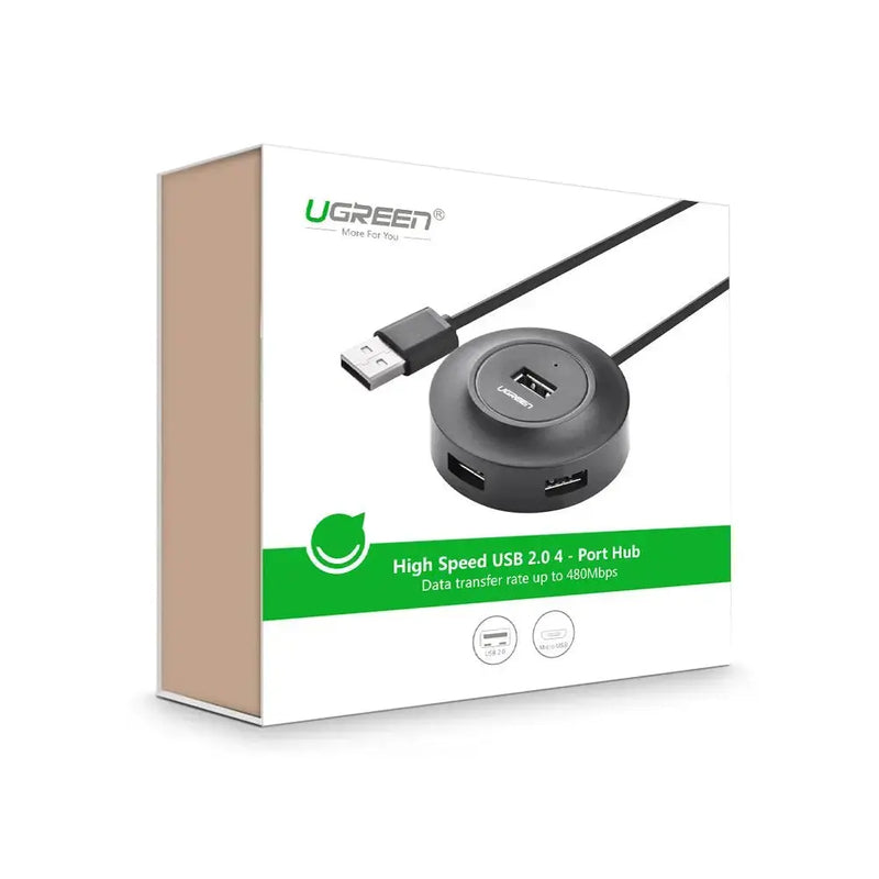 UGREEN 4-Port USB 2.0 Hub 1M USB Cable PC Cell Phone eReader Tablet Multi Device USB Splitter Adapter Compact Hub (20277) Ugreen
