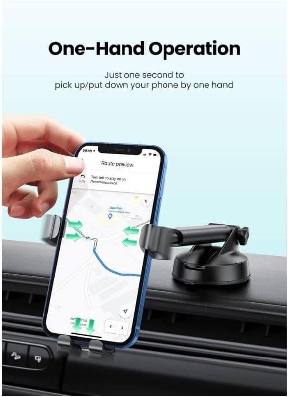 UGREEN LP200 60990B gravity suction cup car phone holder with telescopic arm one-hand operation