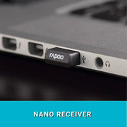 RAPOO 1620 Wireless Optical Mouse – Reliable 2.4GHz Wireless Connectivity, High-Precision 1000 DPI Sensor, Long Battery Life with Power Saving Mode, Ergonomic Ambidextrous Design, Nano USB Receiver, Black Rapoo