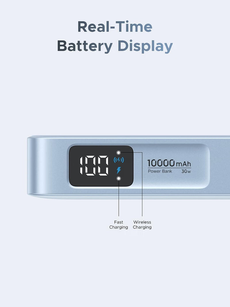 UGREEN MagFlow 65958B 10000mAh Qi2 25W magnetic power bank with built-in cable real-time battery display