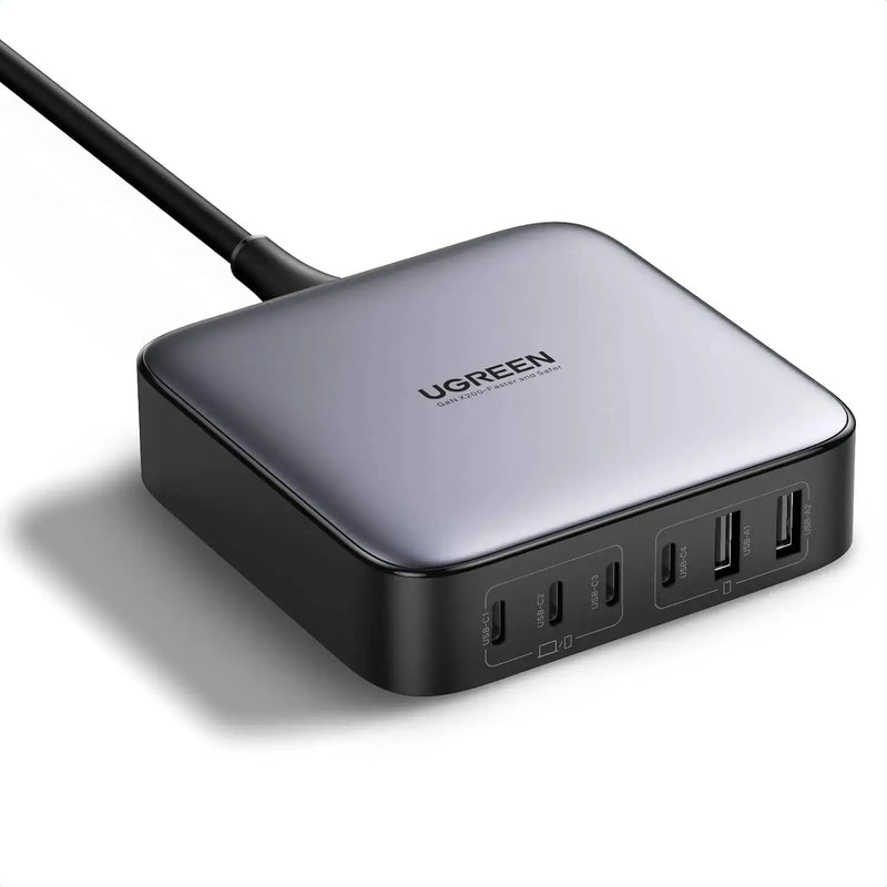 UGREEN Nexode 200W 6-Port GaN II USB-C PD Fast Charger Desktop Station 4 USB-C 2 USB-A MacBook iPad iPhone Galaxy (40914) Ugreen