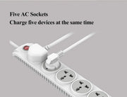 Huntkey Szn501 5 Outlets Power Extension Cord 2m Surge Protector Universal Power Strip(White) Huntkey