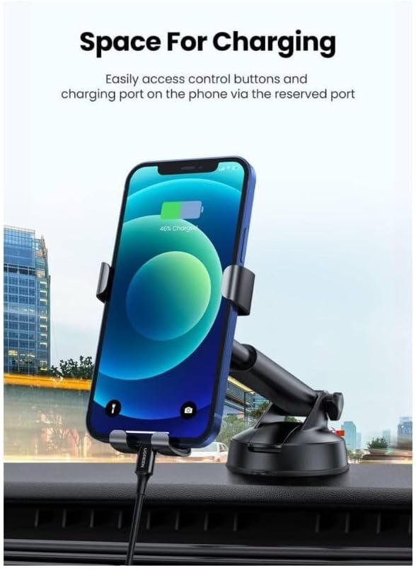 UGREEN LP200 60990B gravity suction cup car phone holder with telescopic arm space for charging