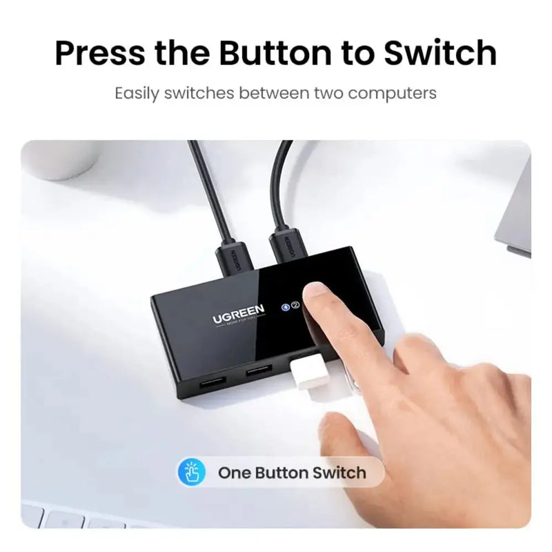 UGREEN 2x4 USB 2.0 Sharing Switch Box 2 In 4 Out Peripheral Switcher Printer Scanner Keyboard Mouse PC Laptop USB Hub Switch 30767 Ugreen
