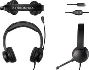 Thronmax USB Stereo Headset with Built-In Microphone and Adjustable Headband (THX20) Thronmax