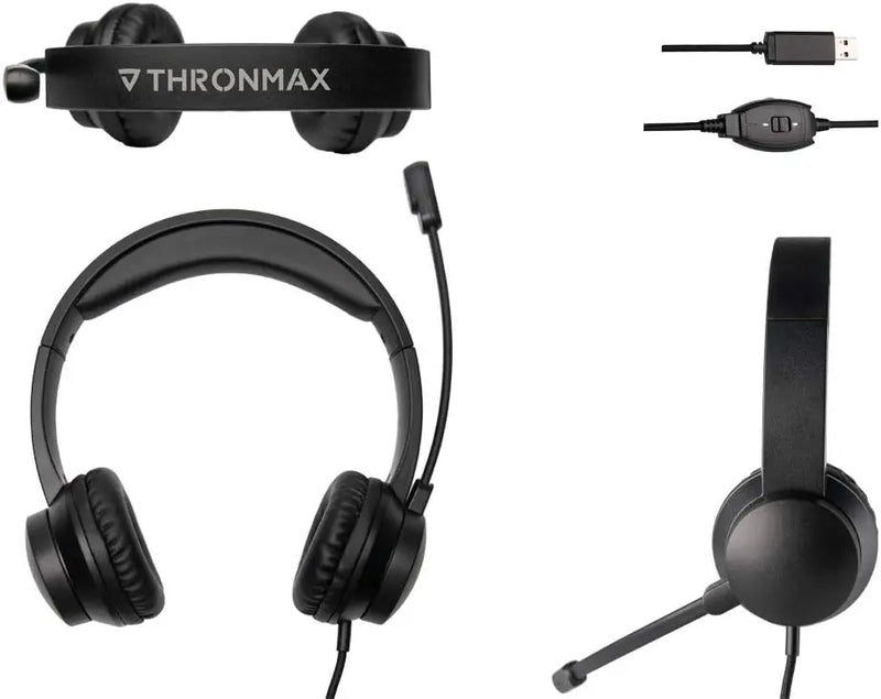 Thronmax USB Stereo Headset with Built-In Microphone and Adjustable Headband (THX20) Thronmax