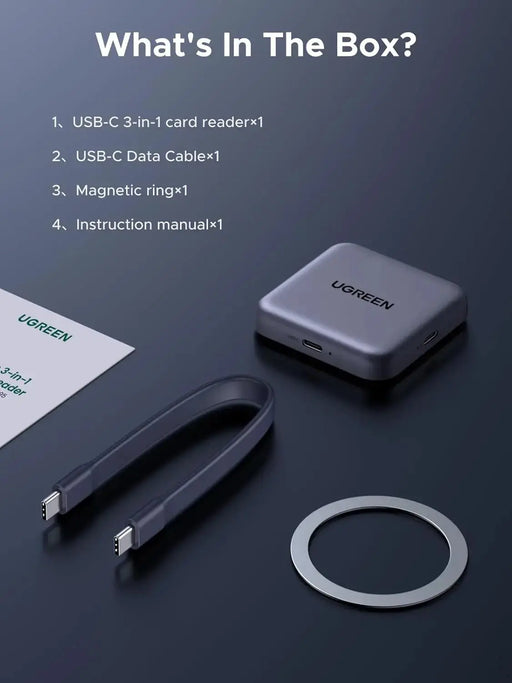 UGREEN Magnetic USB C SD 4.0 Card Reader, Portable Micro SD Card Reader Memory Card Reader Adapter for iPhone 16/15 MacBook Compatible 312MB/s SD/TF/Micro SD Ugreen