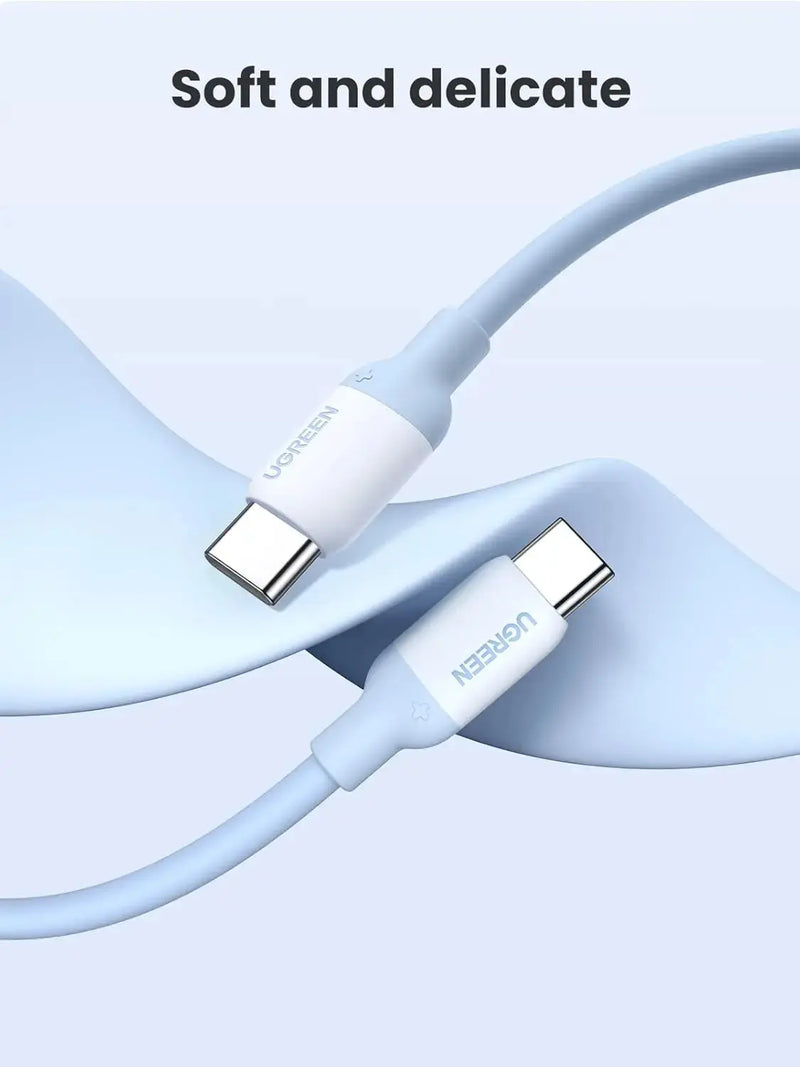 UGREEN USB C to USB C Silicone Charging Cable 1M 60W Galaxy S23 S22 Ultra MacBook Pro iPad Pro Air Pixel Blue (15279) Ugreen