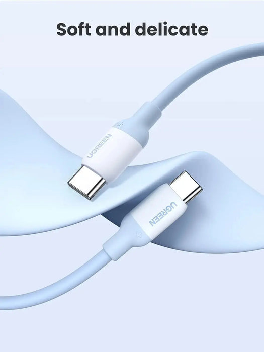 UGREEN USB C to USB C Silicone Charging Cable 1M 60W Galaxy S23 S22 Ultra MacBook Pro iPad Pro Air Pixel Blue (15279) Ugreen