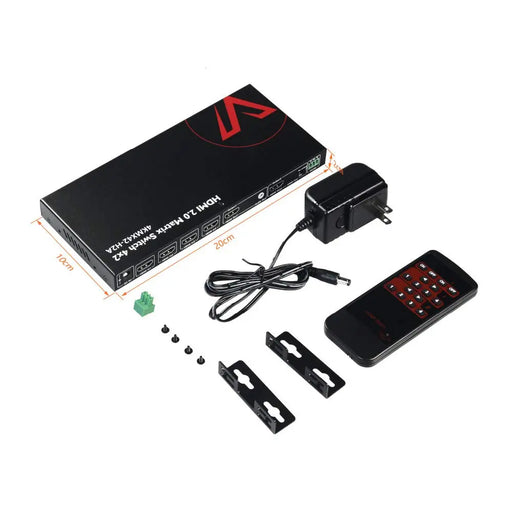 AV Access 4KMX42-H2A 4×2 4K HDMI Matrix Switch with ARC & SPDIF Audio Extraction, HDMI 2.0 Switcher w/ Auto Downscaler for Home Theater AV Access