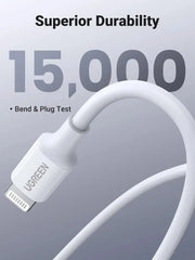UGREEN USB-C to Lightning Cable 1M MFi-Certified PD Charging Rubber Shell iPhone Xs Max XR X 8 iPad Pro Air MacBook (10493) Ugreen
