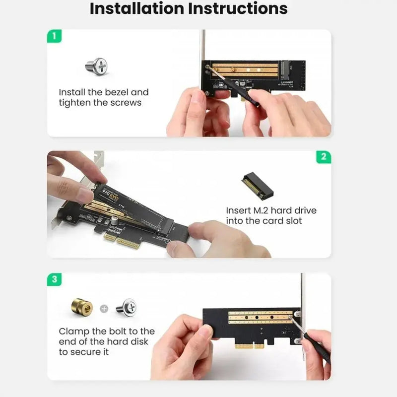 UGREEN M.2 NVMe to PCIe 3.0 x4 Adapter Card Internal SSD Converter 2230 2242 2260 2280 Desktop PC Expansion 70504 Ugreen