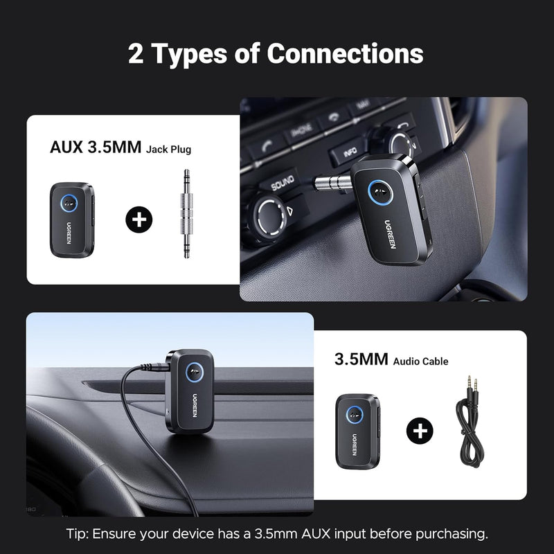 UGREEN CM596 90748 Bluetooth 5.3 AUX receiver two types of connections