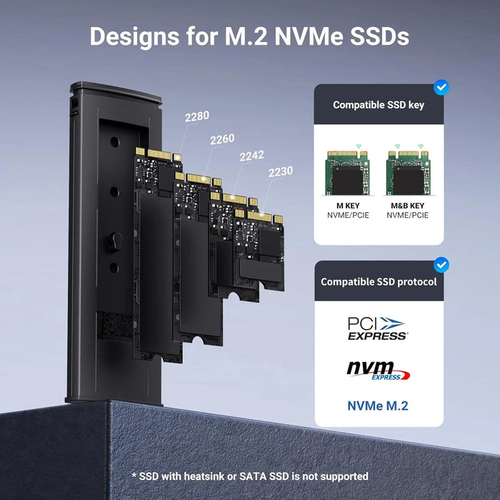 UGREEN M.2 NVMe SSD Enclosure 20Gbps USB C 3.2 Gen 2 External Hard Drive Case M Key B Key Compatible Storage (55150)